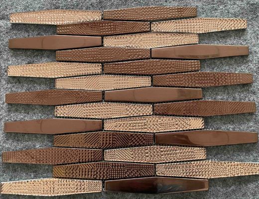 11 Tấm / Ctn Gạch trang trí Mosaic Dải không đều Dải kim loại tráng men Kính nghệ sĩ Tường 8mm