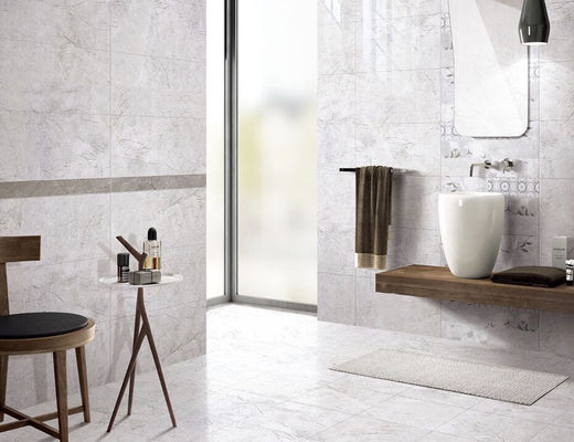 Gạch ốp tường phòng tắm bằng đá cẩm thạch màu xám ISO13006, Ngói gốm tráng men 300x600mm 0,15 W.A
