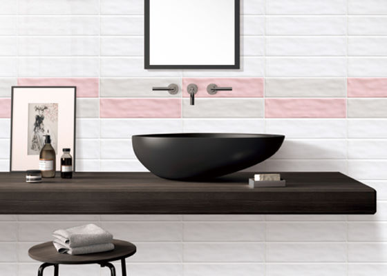 3''X12 '' Gạch ốp tường phòng tắm có bề mặt gợn sóng Hồng trắng xanh lục