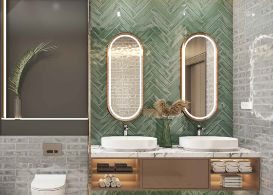 Ngói ốp tường cho đường tàu điện ngầm hiện đại có tráng men 75x300mm