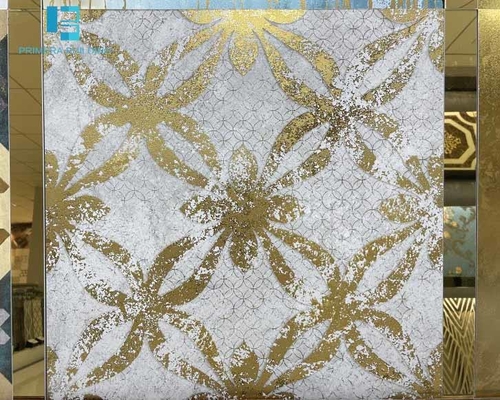 Gạch lát sàn bằng sứ trang trí màu vàng bóng cao 600X600MM